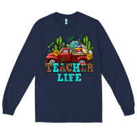 Navy teacher life western truck and books Long Sleeve Tee - AdoDesignShop