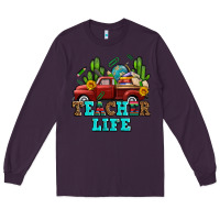 Plum teacher life western truck and books Long Sleeve Tee - AdoDesignShop