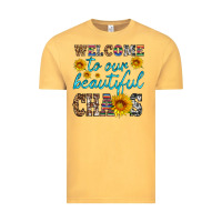 Vintage Mustard welcome to our beautiful chaos Vintage Tee - HRA Design Shop
