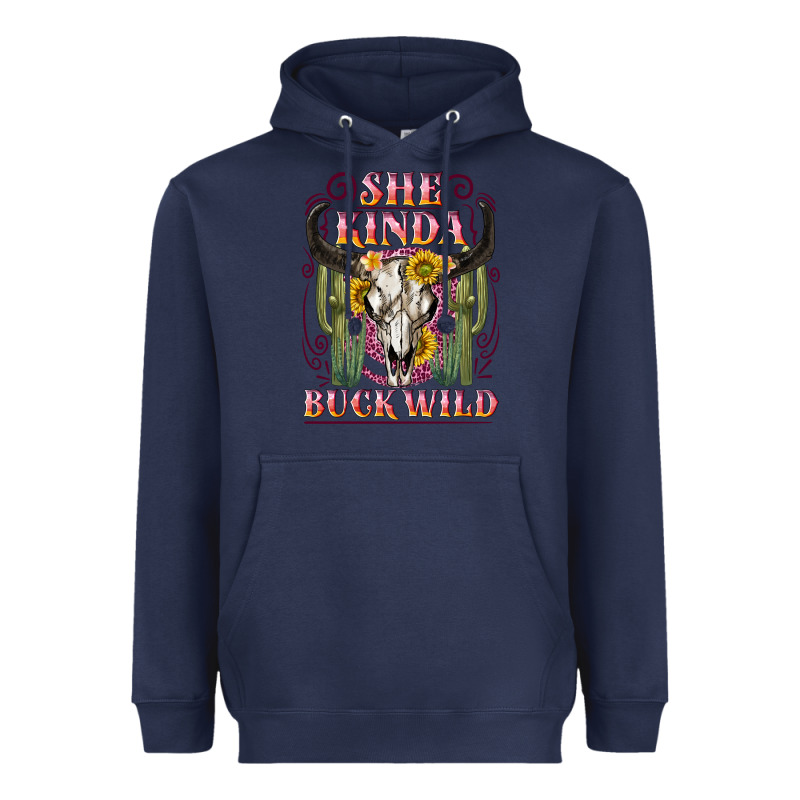 She Kinda Buck Wild With Bull Skull Heavyweight Hoodie by NancyCooperArtShop | Teevron