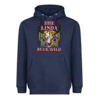 Navy she kinda buck wild with bull skull Heavyweight Hoodie - NancyCooperArtShop