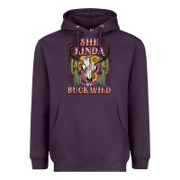 Plum she kinda buck wild with bull skull Heavyweight Hoodie - NancyCooperArtShop