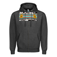 Charcoal Heather western cowhide serape sunflower mama license plate Zipper Hoodie - BarkalooDesign