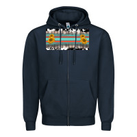 Navy western cowhide serape sunflower mama license plate Zipper Hoodie - BarkalooDesign