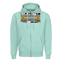 Western Cowhide Serape Sunflower Mama License Plate Zipper Hoodie | Teevron