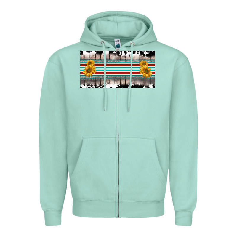 Western Cowhide Serape Sunflower Mama License Plate Zipper Hoodie by BarkalooDesign | Teevron