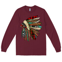 Burgundy christmas indian headdress Long Sleeve Tee - JahusDesignShop
