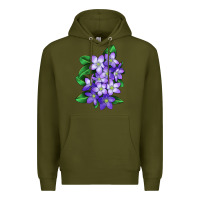 Army Green Mayflower Plant Illustrations Premium Hoodie - LillyAllenDesigns