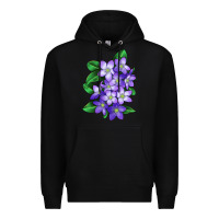 Black Mayflower Plant Illustrations Premium Hoodie - LillyAllenDesigns