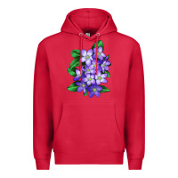 Cardinal Mayflower Plant Illustrations Premium Hoodie - LillyAllenDesigns