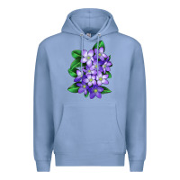 Colony Blue Mayflower Plant Illustrations Premium Hoodie - LillyAllenDesigns