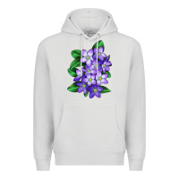 Dove Grey Mayflower Plant Illustrations Premium Hoodie - LillyAllenDesigns