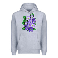 Heather Grey Mayflower Plant Illustrations Premium Hoodie - LillyAllenDesigns