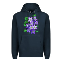 Navy Mayflower Plant Illustrations Premium Hoodie - LillyAllenDesigns