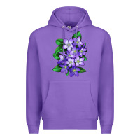 Purple Mayflower Plant Illustrations Premium Hoodie - LillyAllenDesigns