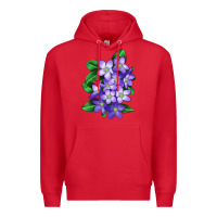 Red Mayflower Plant Illustrations Premium Hoodie - LillyAllenDesigns
