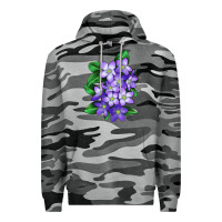 Slate Camo Mayflower Plant Illustrations Premium Hoodie - LillyAllenDesigns