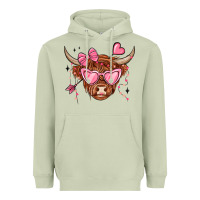 Matcha valentines day long haired cow Heavyweight Hoodie - MaliasSmallBusiness