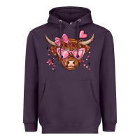 Plum valentines day long haired cow Heavyweight Hoodie - MaliasSmallBusiness