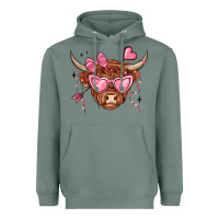 Sage valentines day long haired cow Heavyweight Hoodie - MaliasSmallBusiness