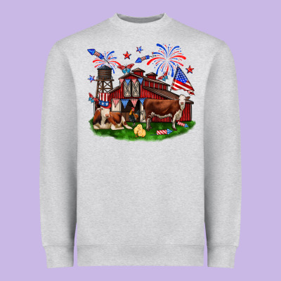 Barn Farm Animals 4th Of July Heavyweight Sweatshirt Designed By Neo Western