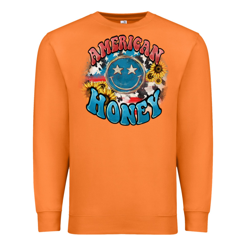 American Honey Smiley Premium Sweatshirt by NancyCooperArtShop | Teevron