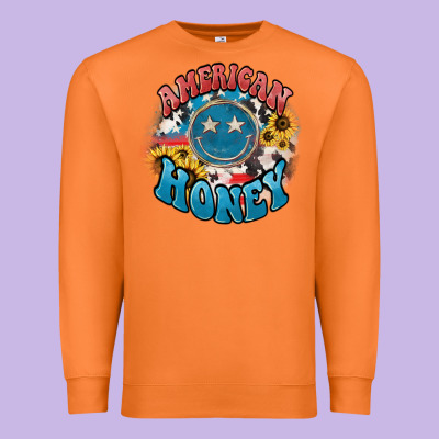 American Honey Smiley Premium Sweatshirt Designed By Nancycooperartshop