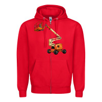 Red Boom Lift Zipper Hoodie - LillyAllenDesigns