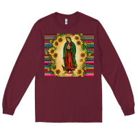 Burgundy our lady of guadalupe Long Sleeve Tee - JahusDesignShop