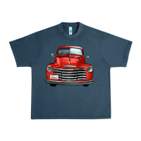 Midnight Navy western red truck front view Urban Heavy Tee - FaDigitalArtStudio