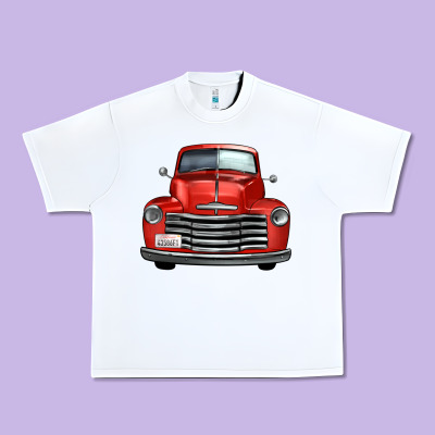Western Red Truck Front View Urban Heavy Tee Designed By Fadigitalartstudio