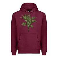 Burgundy Botanical Majesty Palm Illustrations Premium Hoodie - LillyAllenDesigns