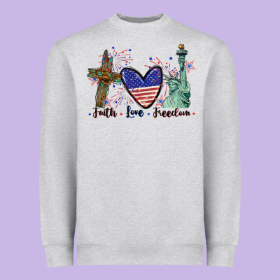 Faith Love Freedom 4th Of July Heavyweight Sweatshirt Designed By Cowgirlartshop