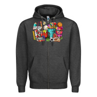 Charcoal Heather p.e. teacher coffee cups Zipper Hoodie - NancyCooperArtShop