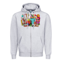 Heather Grey p.e. teacher coffee cups Zipper Hoodie - NancyCooperArtShop