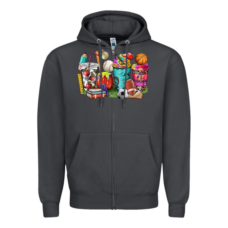 P.e. Teacher Coffee Cups Zipper Hoodie by NancyCooperArtShop | Teevron