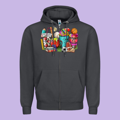 P.e. Teacher Coffee Cups Zipper Hoodie Designed By Nancycooperartshop