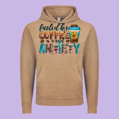 Fueled By Coffee And Anxiety Vintage Hoodie Designed By Zillion Design Studio