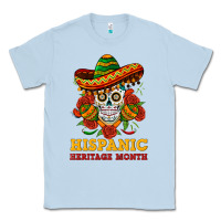 Dusty Blue sombrero skull heritage Classic Tee - BundleAndBundleShop