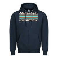 Navy western cowhide serape sunflower mama license plate Zipper Hoodie - BarkalooDesign