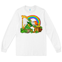 White st patricks day  rainbow shamrocks Long Sleeve Tee - AdoDesignShop