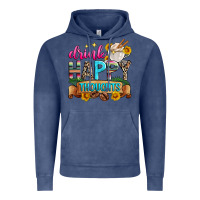 Vintage Denim drink happy thoughts Vintage Hoodie - Zillion Design Studio