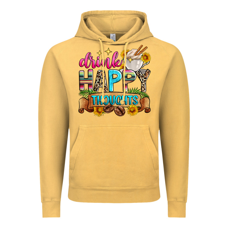 Drink Happy Thoughts Vintage Hoodie by Zillion Design Studio | Teevron