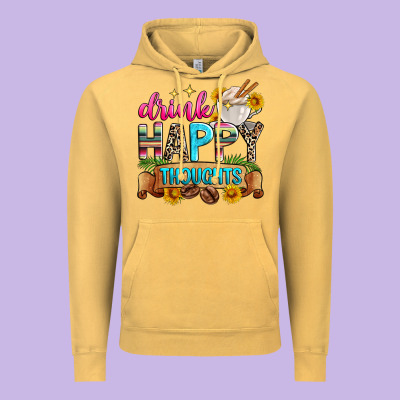 Drink Happy Thoughts Vintage Hoodie Designed By Zillion Design Studio