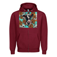 Burgundy western black and white cow Zipper Hoodie - BarkalooDesign