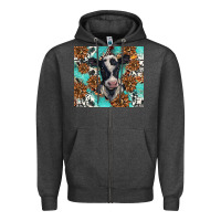 Charcoal Heather western black and white cow Zipper Hoodie - BarkalooDesign