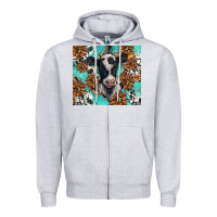 Heather Grey western black and white cow Zipper Hoodie - BarkalooDesign