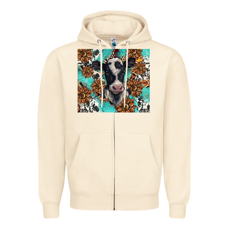 Western Black And White Cow Zipper Hoodie by BarkalooDesign | Teevron