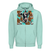 Seafoam western black and white cow Zipper Hoodie - BarkalooDesign