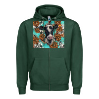 Sports Green western black and white cow Zipper Hoodie - BarkalooDesign